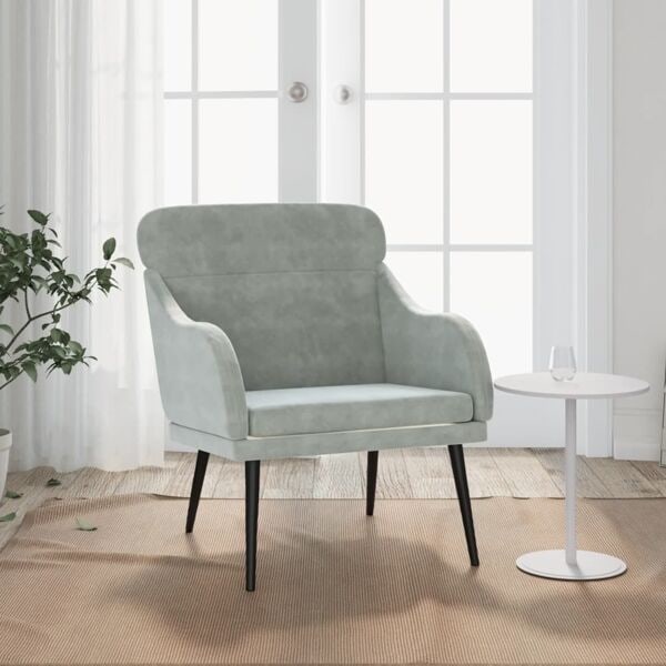 vidaXL Fåtölj Ljusgrå 63x76x80 cm sammet Grå