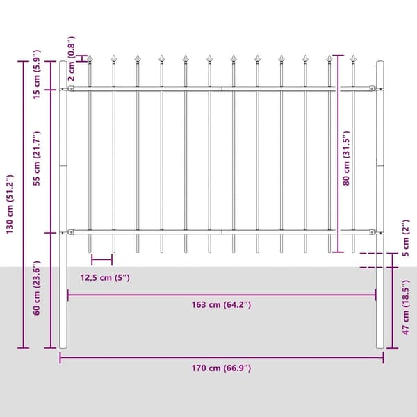 vidaXL Trädgårdsstängsel 9 pcs Vit 15,3 x 0,8 m Pulverlackerad stål Vit