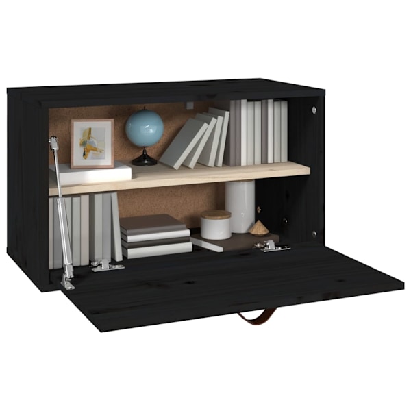 vidaXL Väggskåp svart 60x30x35 cm massiv furu Svart