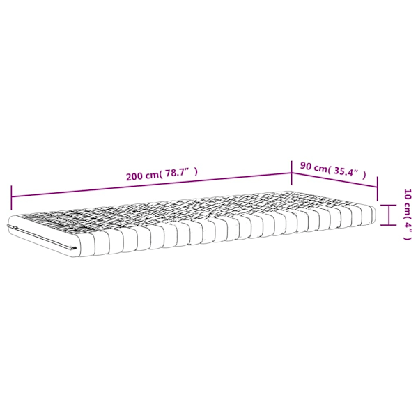 vidaXL Skummadrasser 2 st vit 90x200 cm 7-zoner hårdhet 20 ILD Vit