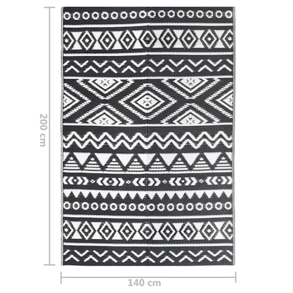 vidaXL Utomhusmatta svart 140x200 cm PP Svart