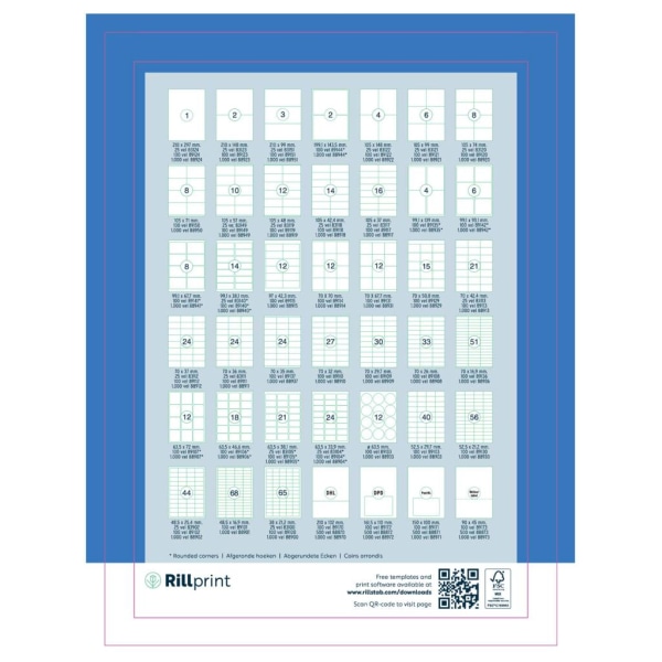 rillprint Självhäftande etiketter 105x42,4 mm 500 ark vit