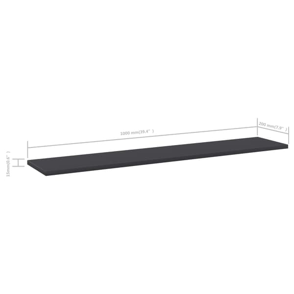 vidaXL Hyllplan 8 st grå 100x20x1,5 cm konstruerat trä grå
