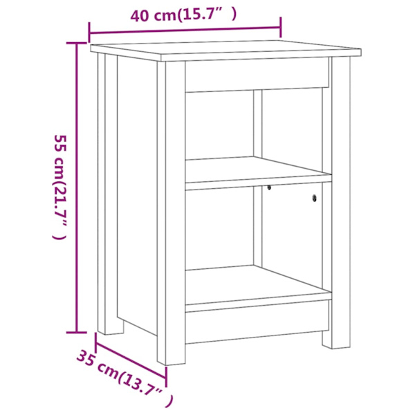 vidaXL Sängbord honungsbrun 40x35x55 cm massiv furu Brun