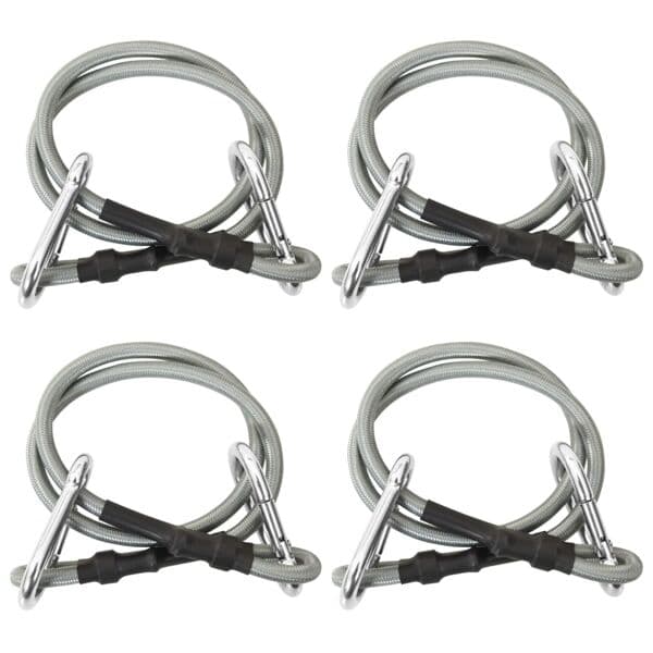vidaXL Rep med karbinhake 4 st gummi Silver