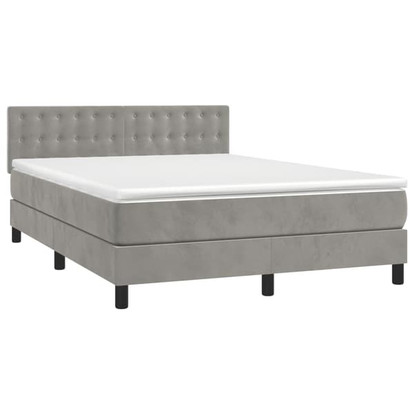 vidaXL Ramsäng med madrass ljusgrå 140x190 cm sammet Grå