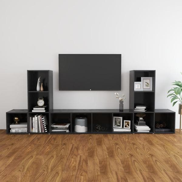 vidaXL TV-skåp 5 delar grå konstruerat trä grå