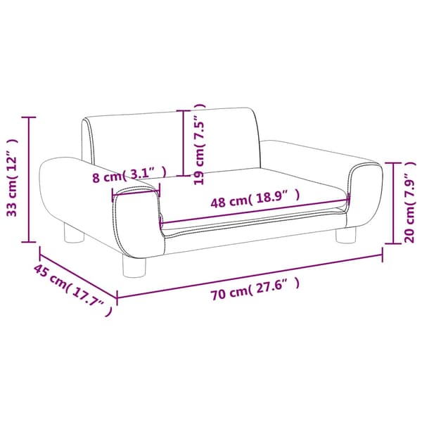 vidaXL Barnsoffa rosa 70x45x33 cm sammet Rosa