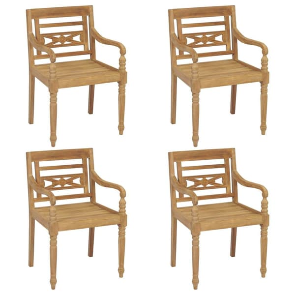 vidaXL Bataviastolar med dynor 4 st massiv teak Vit