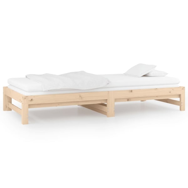 vidaXL Utdragbar dagbädd 2x(80x200) cm massiv furu Brun