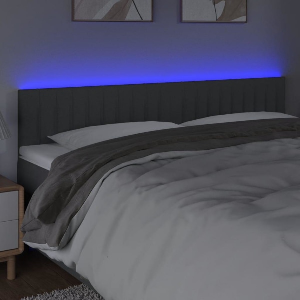 vidaXL Sänggavel LED mörkgrå 160x5x78/88 cm tyg Grå