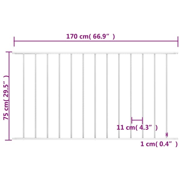 vidaXL Staketpanel Woerden pulverlackerad stål 163x75 cm vit Vit