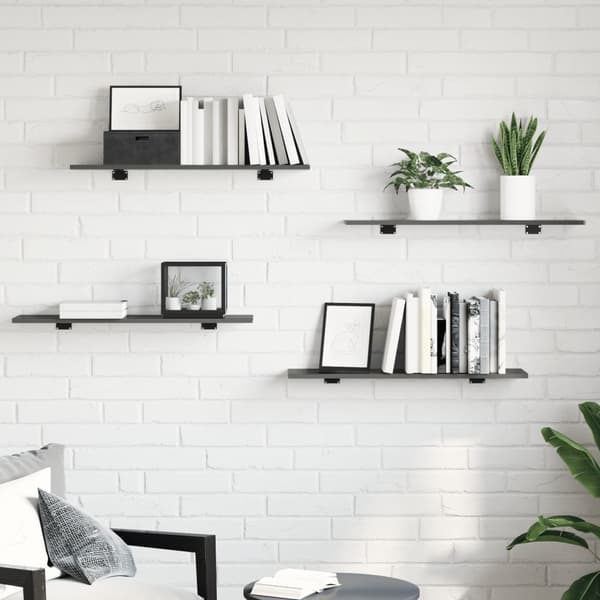 vidaXL Hyllplan 8 st grå högglans 80x20x1,5 cm konstruerat trä grå