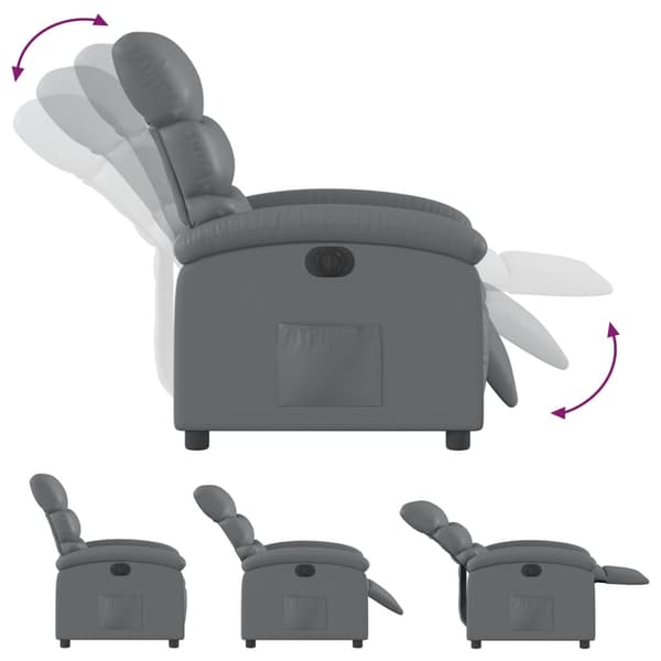 vidaXL Elektrisk reclinerfåtölj grå konstläder Grå