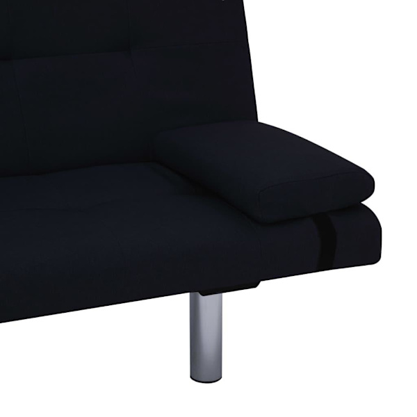 vidaXL Bäddsoffa med två kuddar svart polyester Svart
