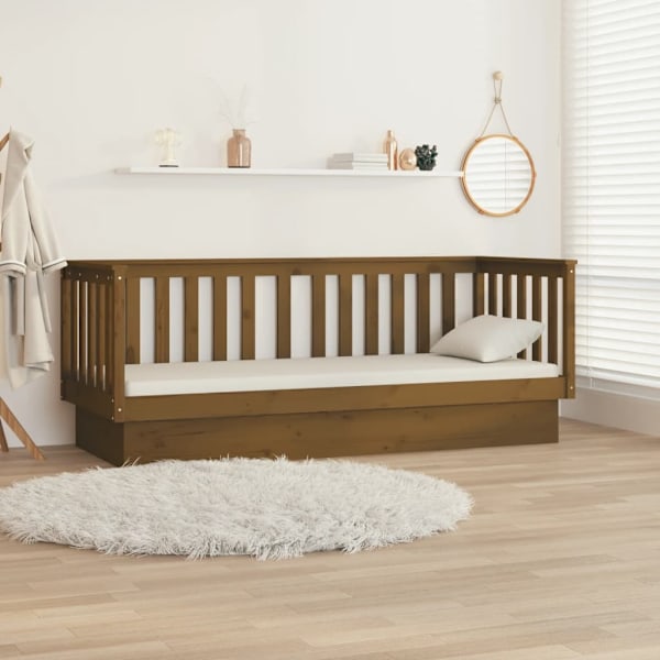 vidaXL Dagbädd honungsbrun 90x190 cm massiv furu Brun