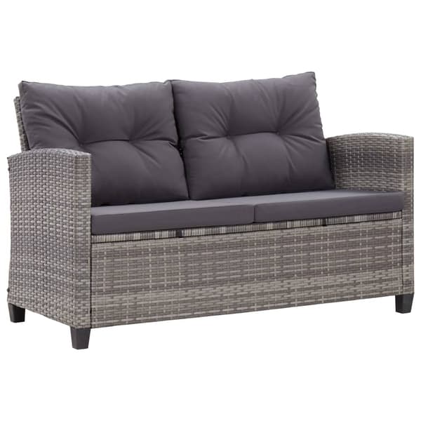 vidaXL Trädgårdssoffa 2-sits med dynor grå 124 cm konstrotting grå