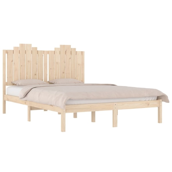 vidaXL Sängram massiv furu 140x190 cm Brun