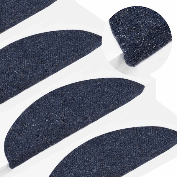 vidaXL Trappstegsmattor självhäftande 10 st blå 56x17x3 cm brodyr Blå