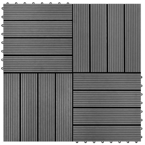 vidaXL Trall 22 st 30x30 cm 2 kvm WPC grå grå
