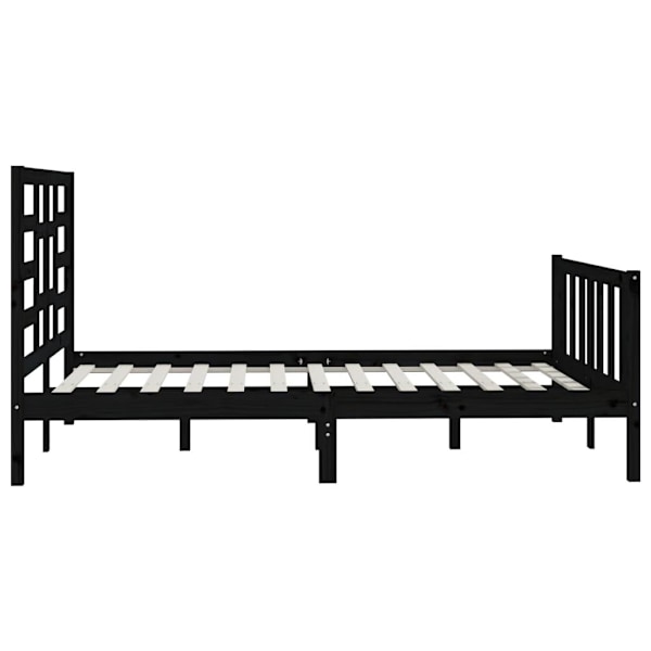 vidaXL Sängram svart massiv furu 160x200 cm Svart