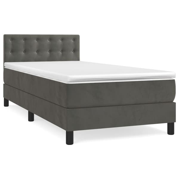 vidaXL Ramsäng med madrass mörkgrå 90x190 cm sammet Grå