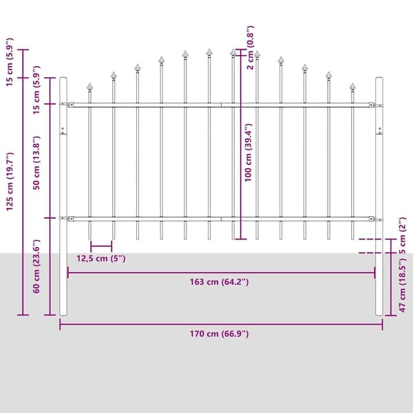 vidaXL Trädgårdsstängsel 2 pcs Vit 170 x 140 cm Pulverlackerat stål Vit