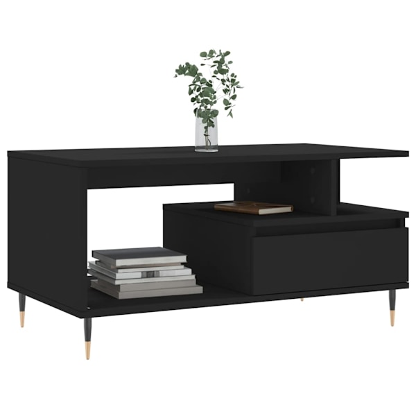 vidaXL Soffbord svart 90x49x45 cm konstruerat trä Svart