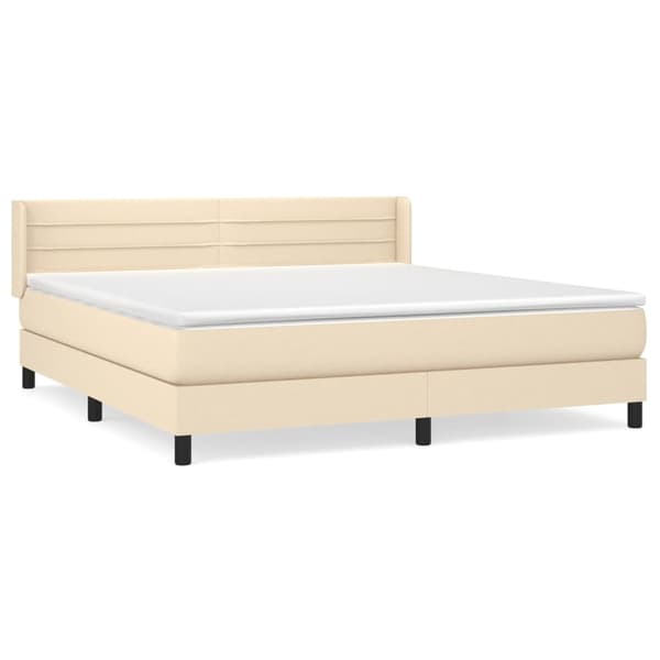 vidaXL Ramsäng med madrass gräddvit 180x200 cm tyg Kräm
