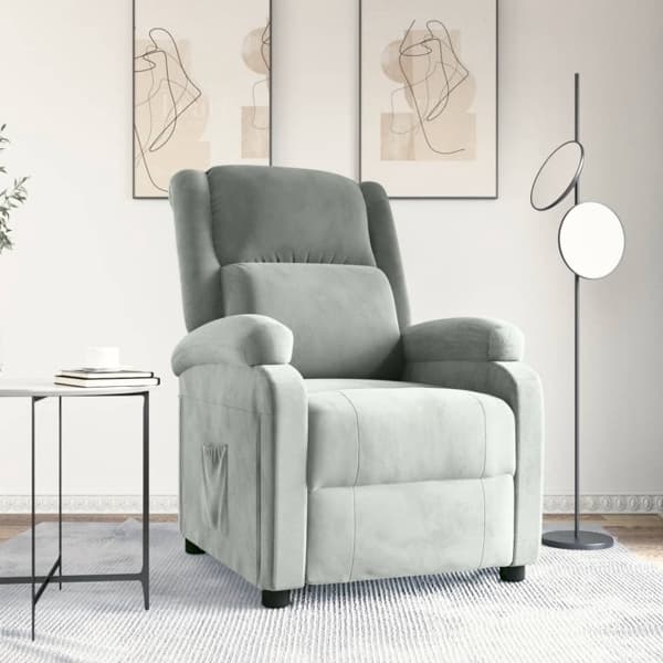 vidaXL Reclinerfåtölj ljusgrå sammet Grå