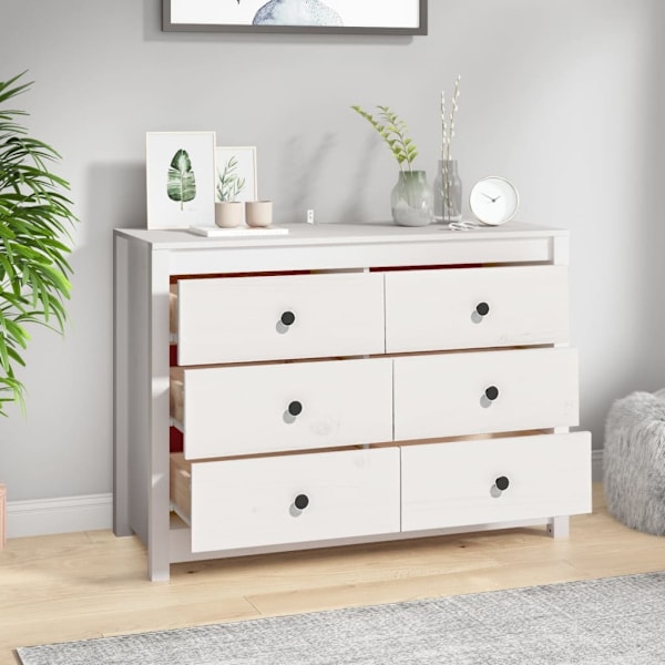 vidaXL Sidoskåp vit 100x40x72 cm massiv furu Vit