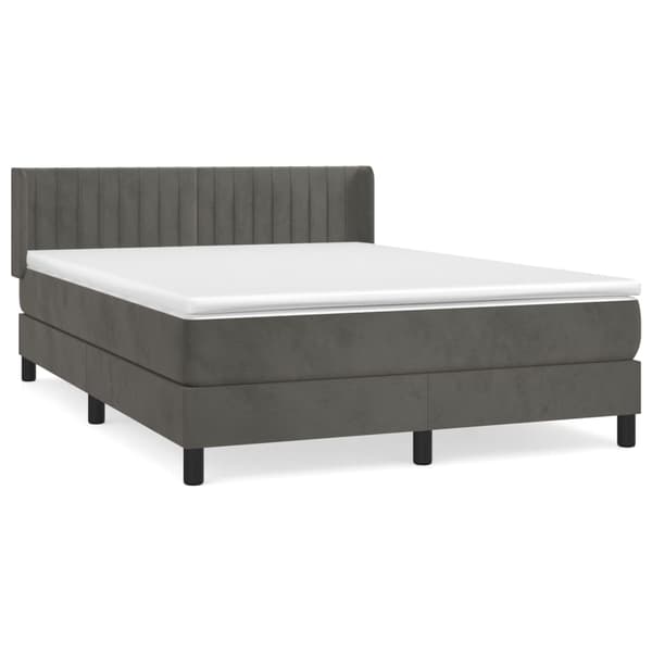 vidaXL Ramsäng med madrass mörkgrå 140x190 cm sammet Grå