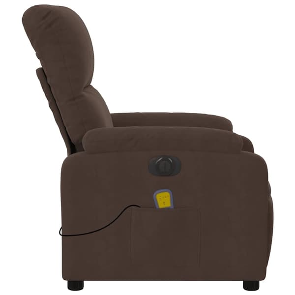 vidaXL Elektrisk massagefåtölj mörkgrå mikrofibertyg Brun