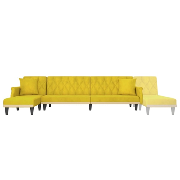 vidaXL L-formad bäddsoffa gul 271x140x70 cm sammet Gul