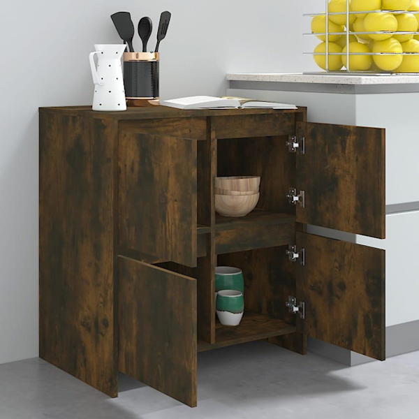 vidaXL Skänkar 2 st rökfärgad ek 70x41x75 cm konstruerat trä Brun