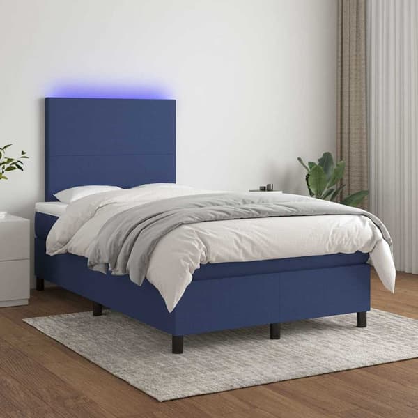 vidaXL Ramsäng med madrass & LED blå 120x190 cm tyg Blå