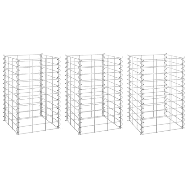 vidaXL Gabioner 3 st 30x30x50 cm järn Silver