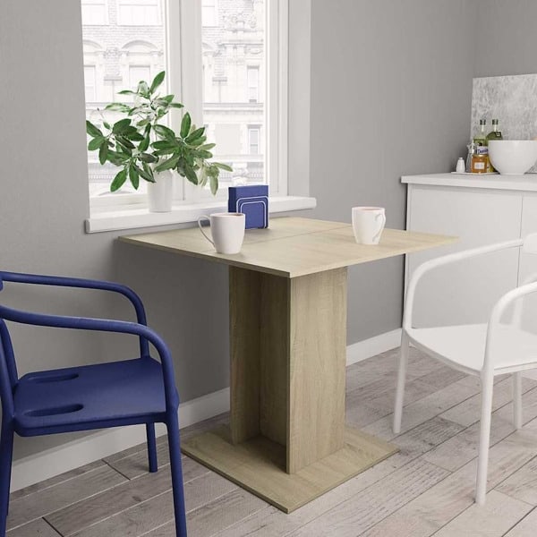 vidaXL Matbord sonoma-ek 80x80x75 cm spånskiva Brun