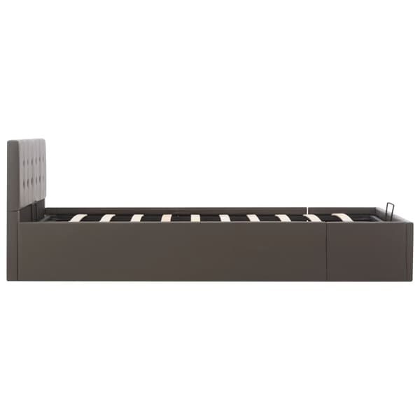 vidaXL Sängram hydraulisk förvaring grå konstläder 120x200 cm grå