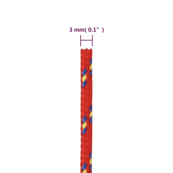 vidaXL Båtlina röd 3 mm 500 m polypropen