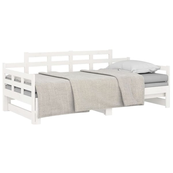 vidaXL Dagbädd utdragbar vit massiv furu 2x(90x200) cm Vit