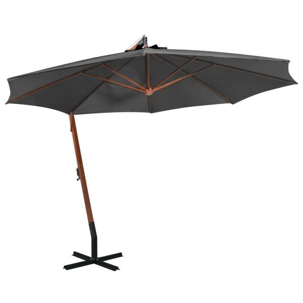 vidaXL Hängande parasoll med stolpe antracit 3,5x2,9 massivt gra Antracit