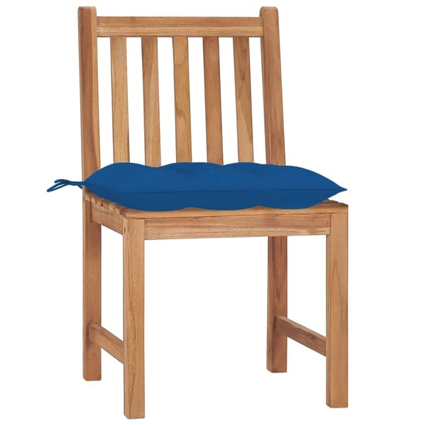 vidaXL Trädgårdsstolar 2 st med dynor massiv teak Blå