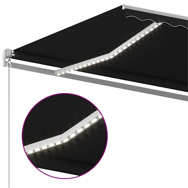 vidaXL Automatisk markis med vindsensor & LED 4x3 m antracit Antracit