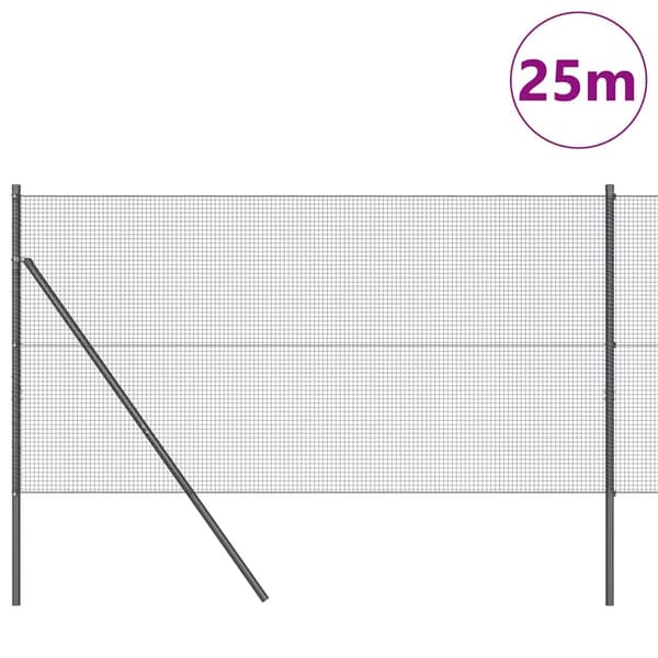 vidaXL Markfixerat Svetsat Stängsel 25 x 1,2 m (B x H) Grå
