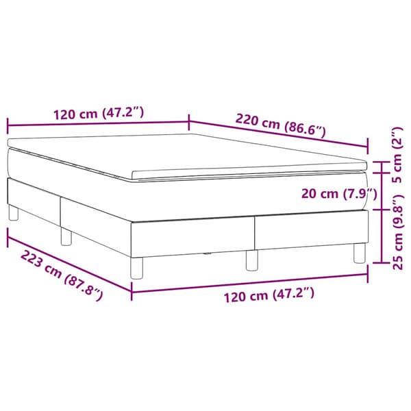 vidaXL Ramsäng med madrass mörkgrå 120x220 cm sammet Grå