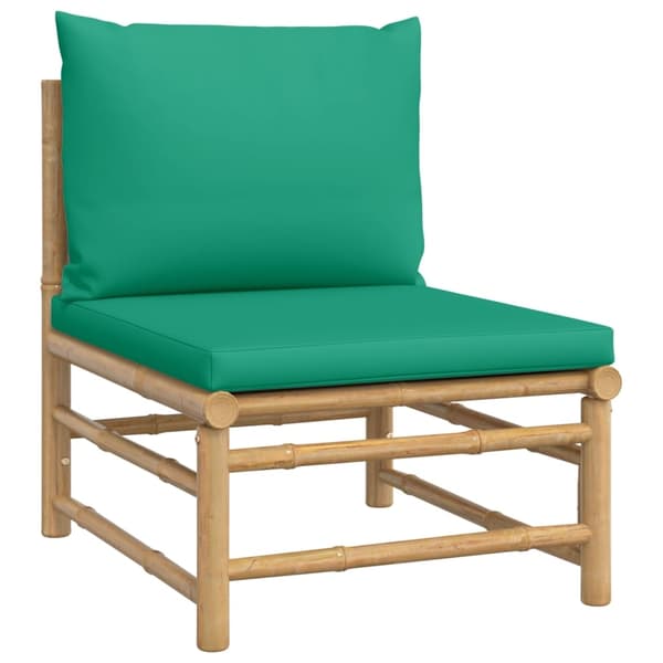 vidaXL Loungegrupp 6 delar gröna dynor bambu Brun