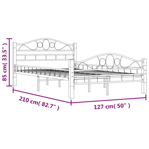vidaXL Sängram utan madrass svart metall 120x200 cm Svart