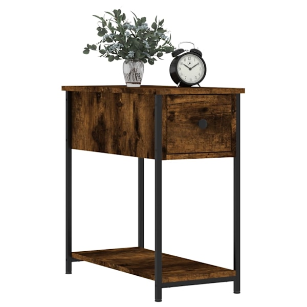 vidaXL Sängbord rökfärgad ek 30x60x60 cm konstruerat trä Brun