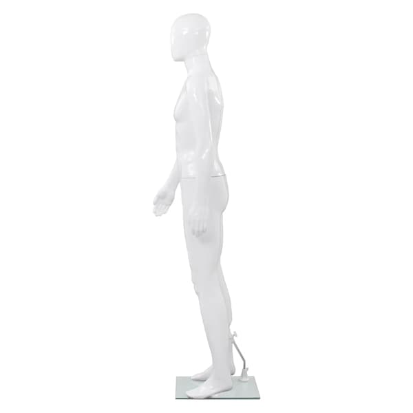 vidaXL Skyltdocka man helkropps med bas i glas glansig vit 185 cm Vit